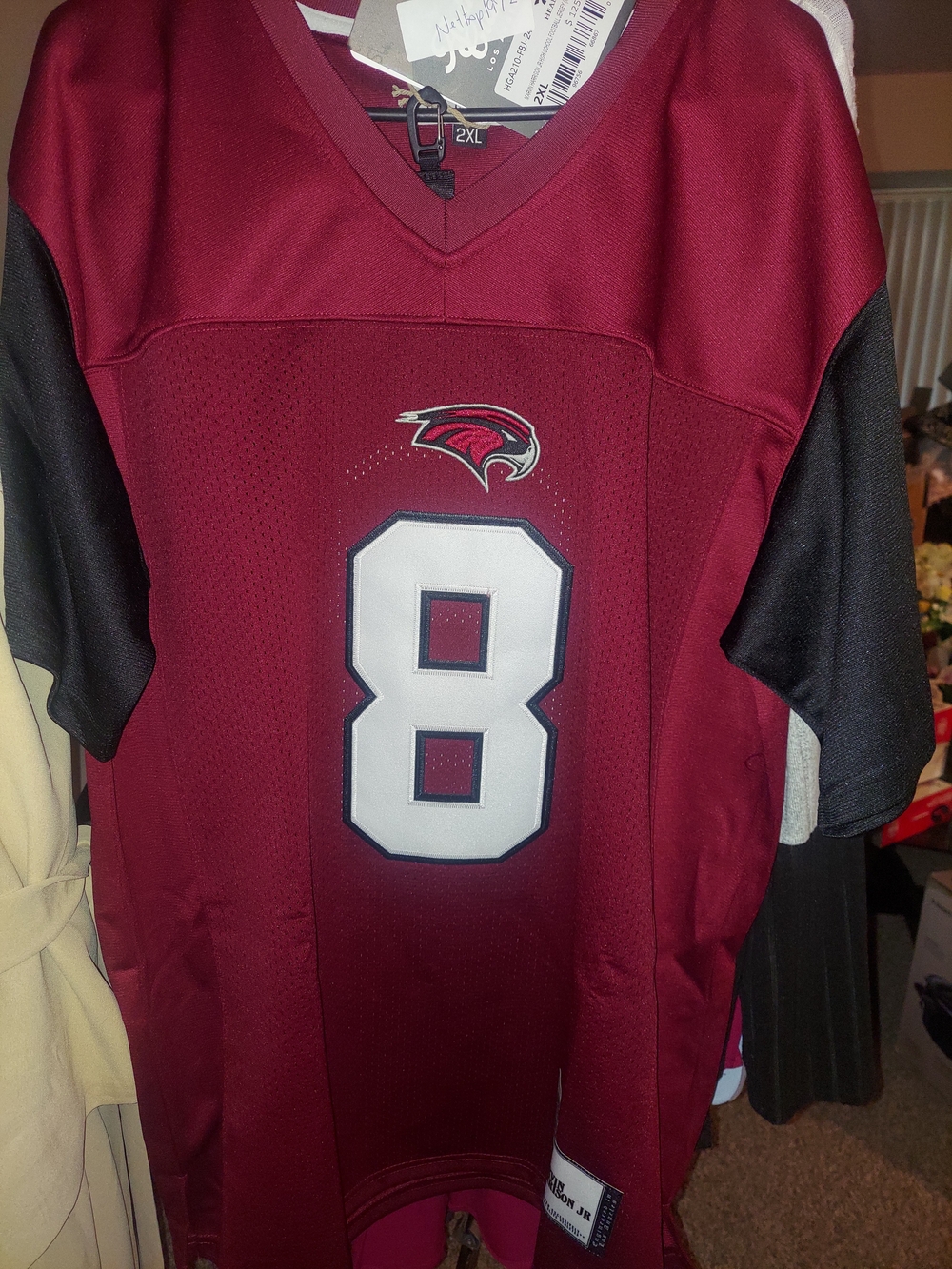 Men's Maroon No. 8 Football Jersey with Black Sleeves